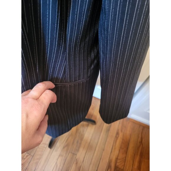 Vintage 90s Black/White Pinstriped Blazer Sag Harbor 14 Business Office Academia - Picture 6 of 8